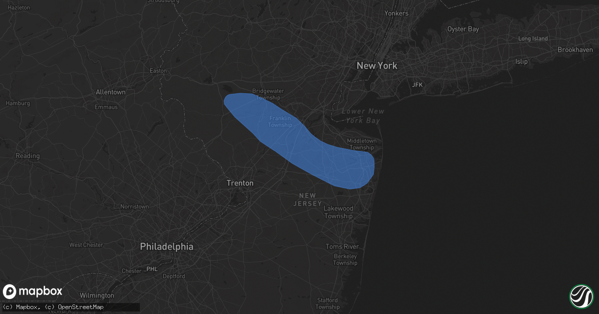 Hail map in Monroe Township, NJ on August 28, 2024