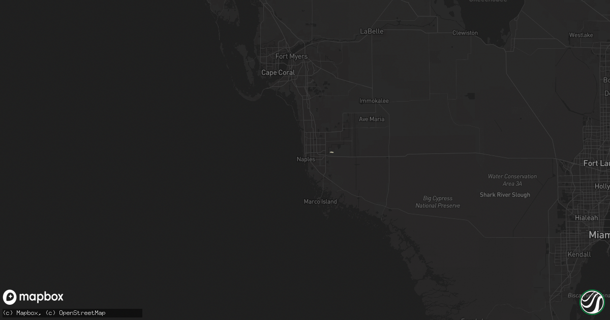 Hail map in Naples, FL on August 28, 2024