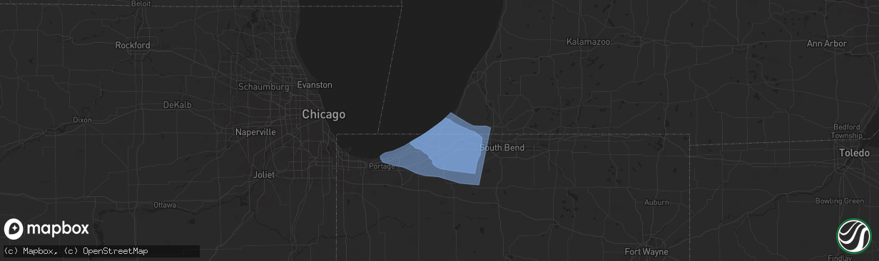 Hail map in New Buffalo, MI on August 28, 2024