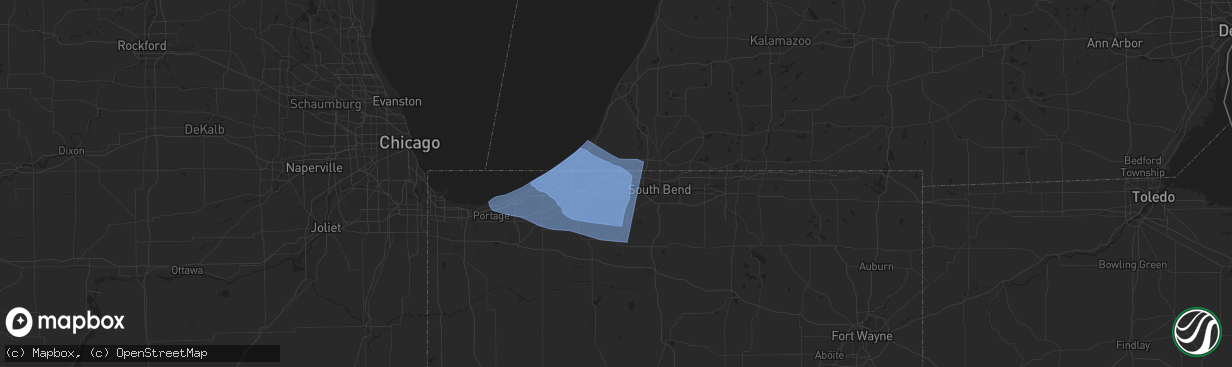 Hail map in New Carlisle, IN on August 28, 2024