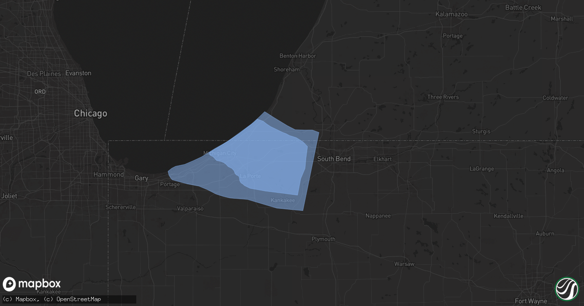 Hail map in New Carlisle, IN on August 28, 2024