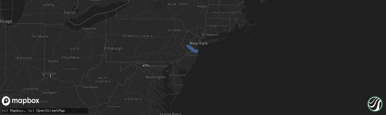 Hail map in New Jersey on August 28, 2024