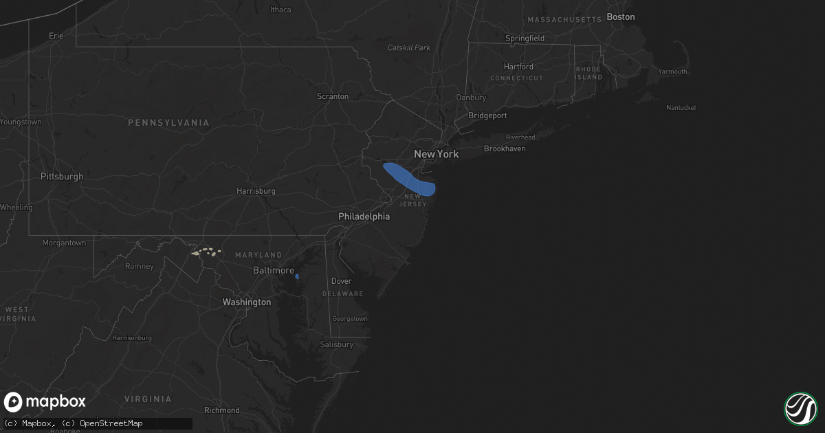 Hail map in New Jersey on August 28, 2024