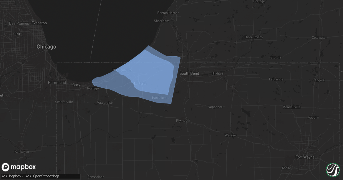 Hail map in North Liberty, IN on August 28, 2024