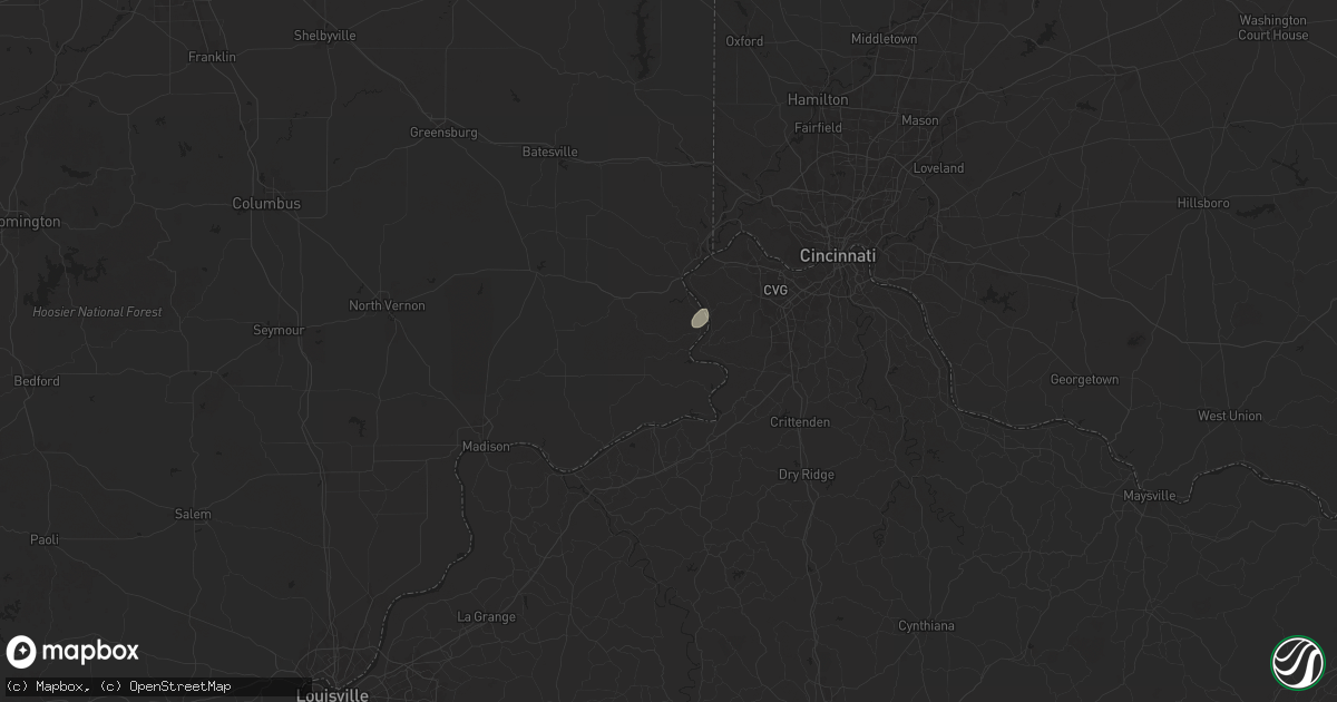 Hail map in Rising Sun, IN on August 28, 2024