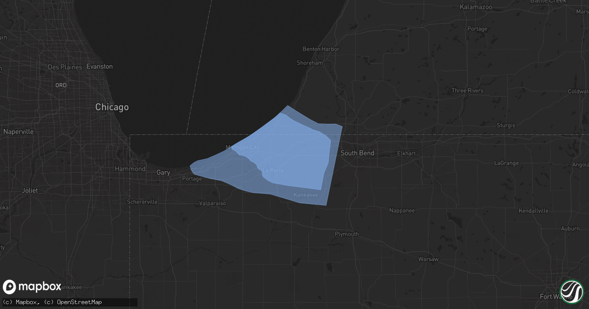 Hail map in Rolling Prairie, IN on August 28, 2024