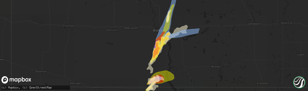 Hail map in Saint Anthony, ND on August 28, 2024