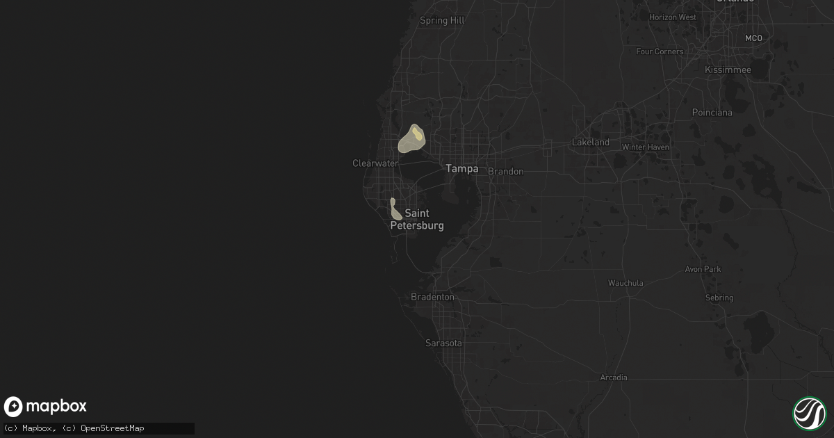 Hail map in Saint Petersburg, FL on August 28, 2024