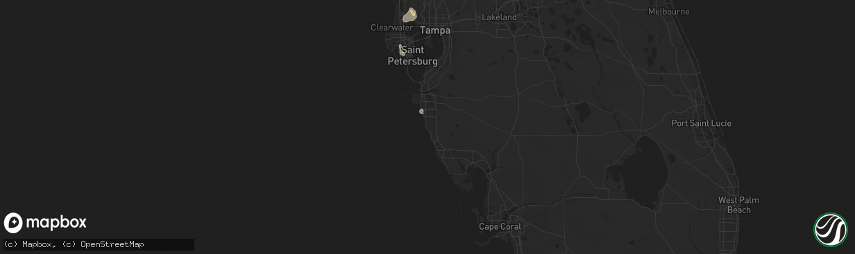 Hail map in Sarasota, FL on August 28, 2024