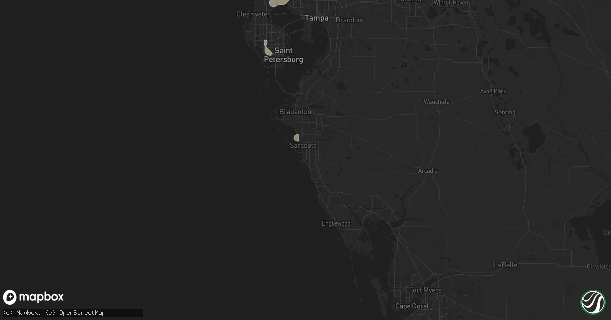 Hail map in Sarasota, FL on August 28, 2024