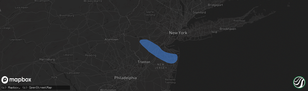 Hail map in Somerset, NJ on August 28, 2024