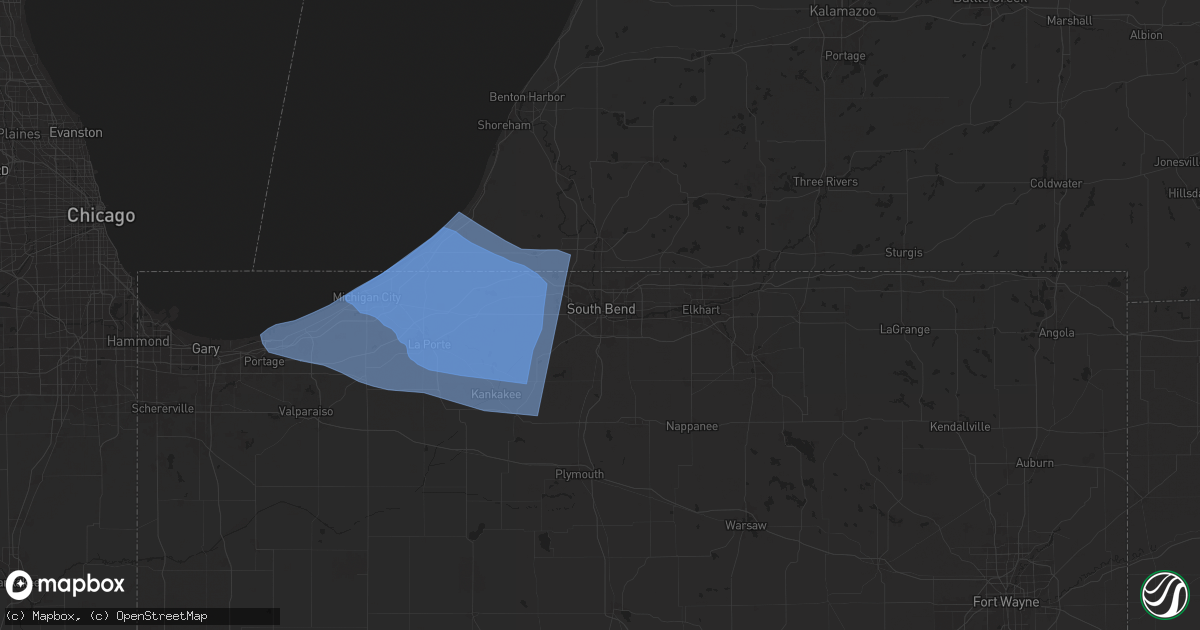 Hail map in South Bend, IN on August 28, 2024