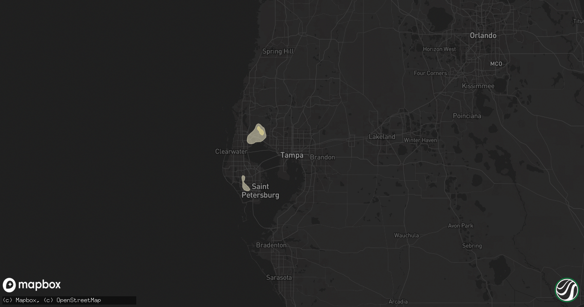 Hail map in Tampa, FL on August 28, 2024