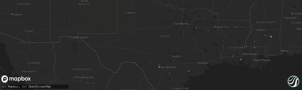 Hail map in Texas on August 28, 2024