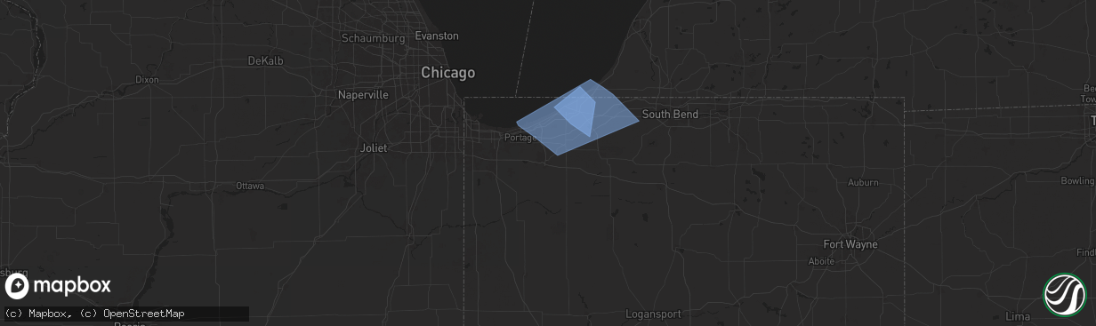 Hail map in Valparaiso, IN on August 28, 2024