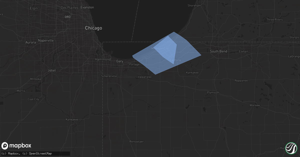 Hail map in Valparaiso, IN on August 28, 2024