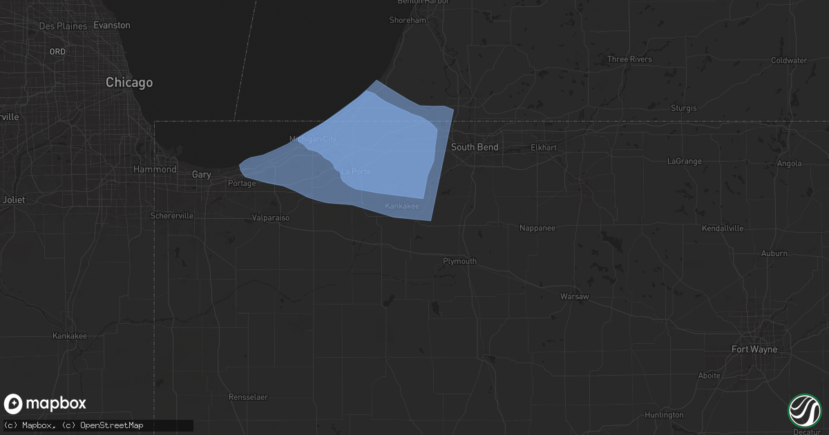 Hail map in Walkerton, IN on August 28, 2024