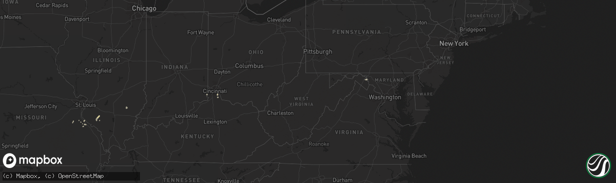 Hail map in West Virginia on August 28, 2024