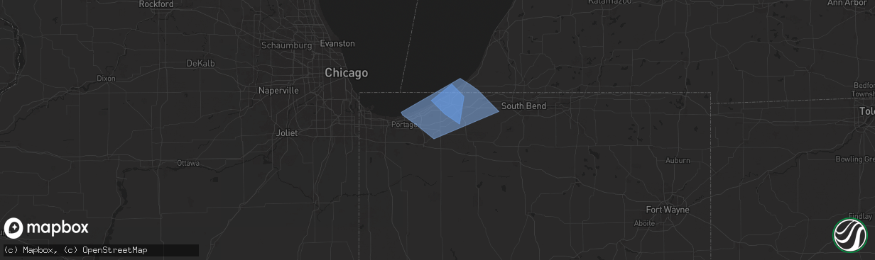 Hail map in Westville, IN on August 28, 2024