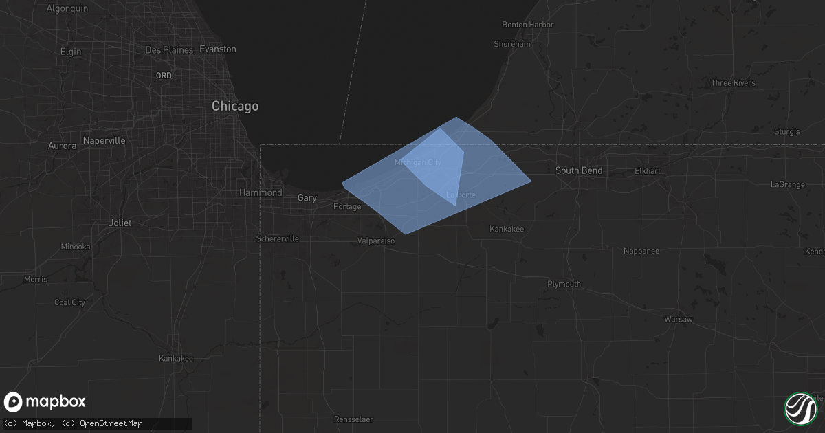 Hail map in Westville, IN on August 28, 2024