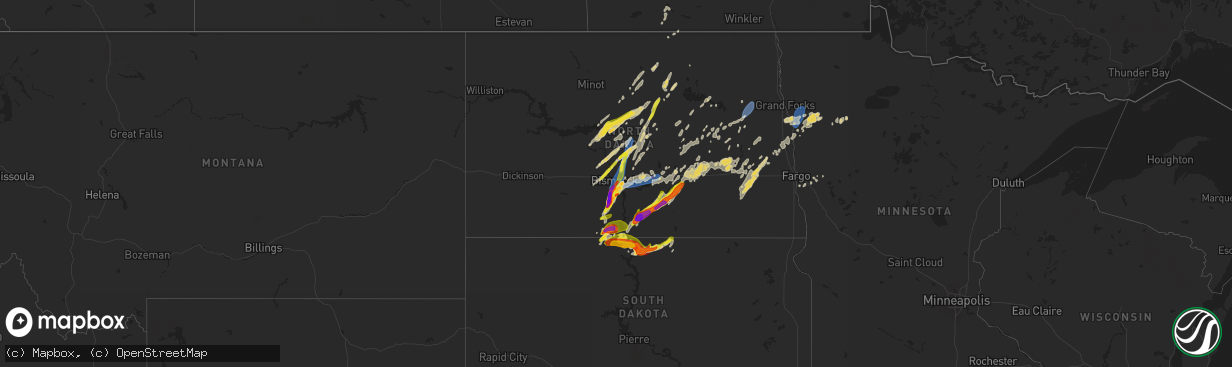 Hail map on August 28, 2024