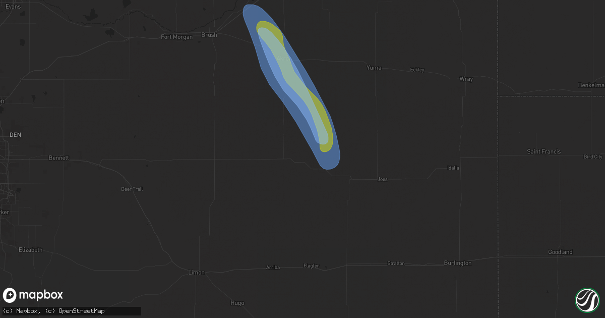 Hail map in Anton, CO on August 28, 2025