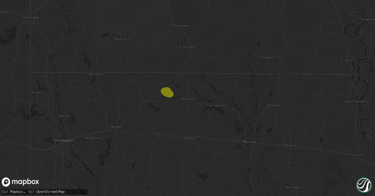 Hail map in Bernice, LA on August 28, 2025