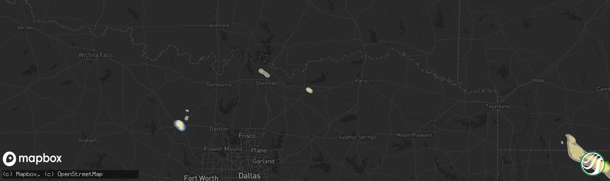 Hail map in Bonham, TX on August 28, 2025