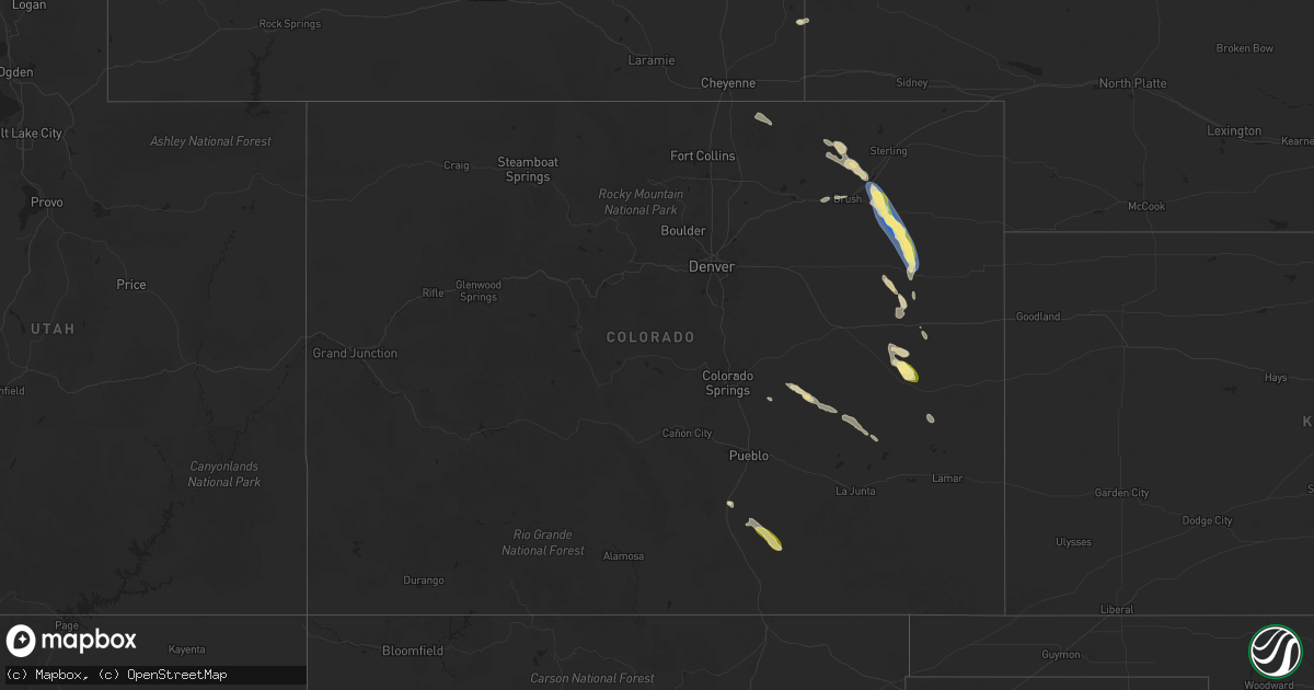 Hail map in Colorado on August 28, 2025