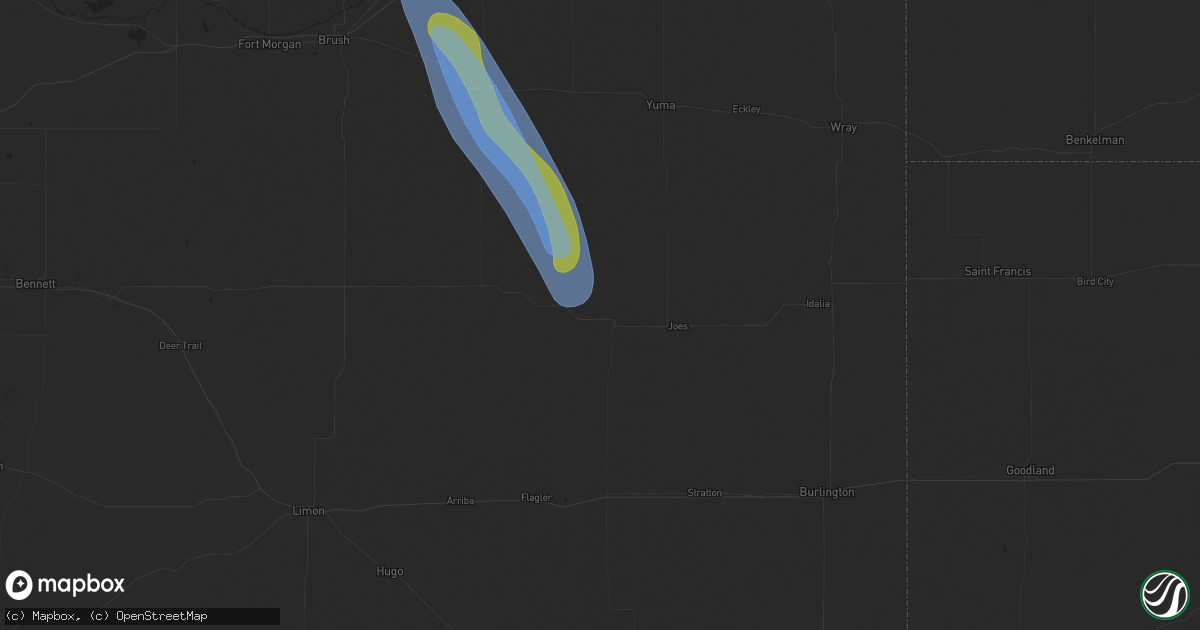 Hail map in Cope, CO on August 28, 2025