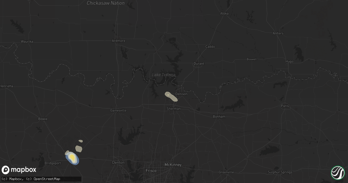 Hail map in Denison, TX on August 28, 2025