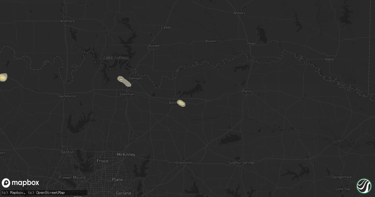 Hail map in Dodd City, TX on August 28, 2025