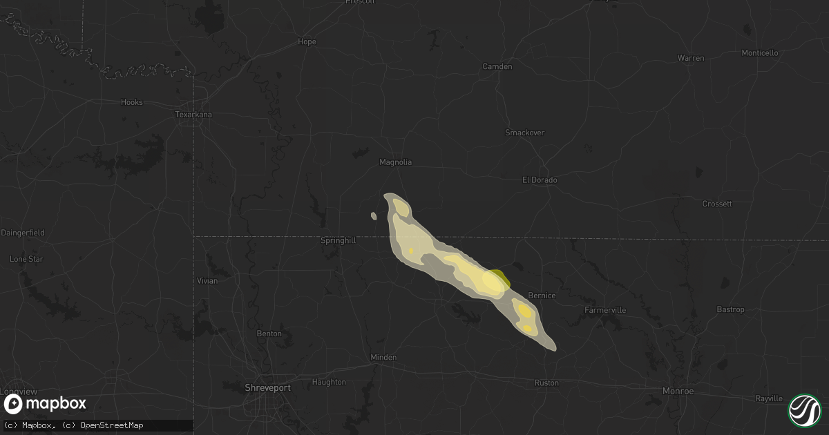 Hail map in Emerson, AR on August 28, 2025