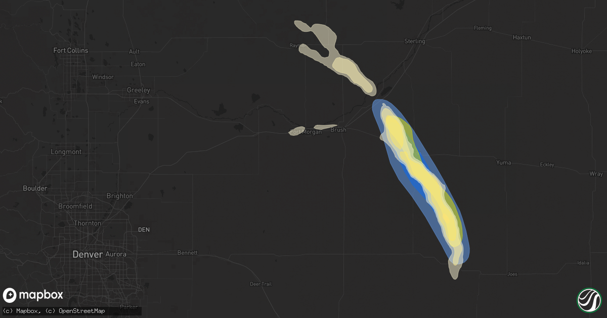 Hail map in Fort Morgan, CO on August 28, 2025