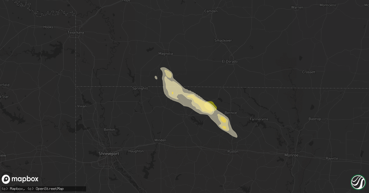 Hail map in Haynesville, LA on August 28, 2025
