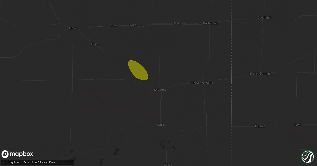 Hail map in Kit Carson, CO on August 28, 2025