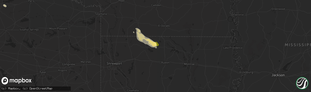 Hail map in Lisbon, LA on August 28, 2025