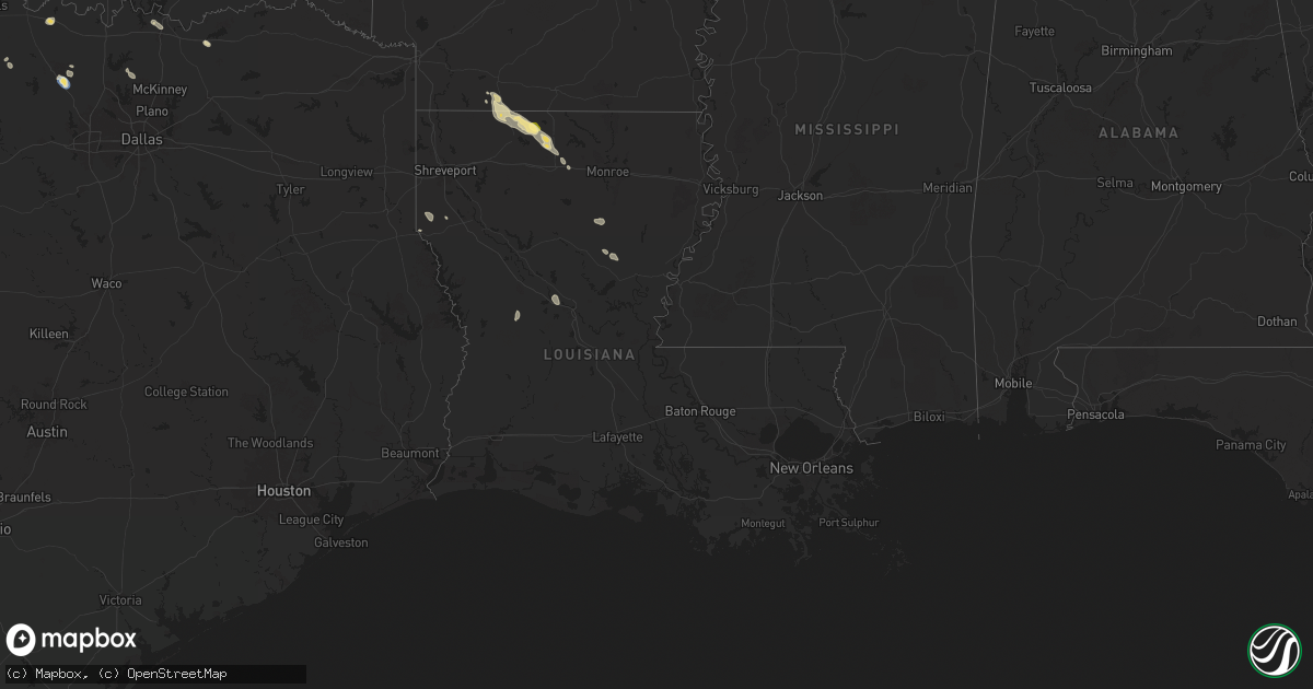 Hail map in Louisiana on August 28, 2025