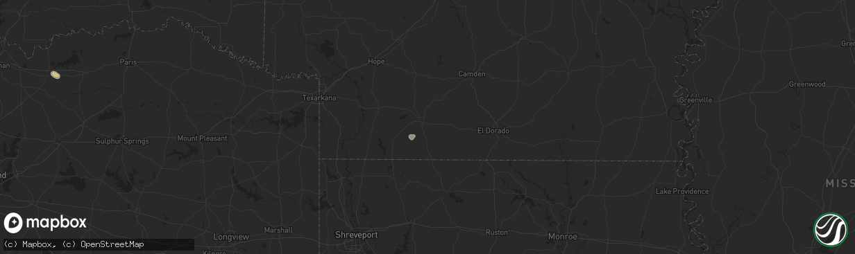 Hail map in Magnolia, AR on August 28, 2025