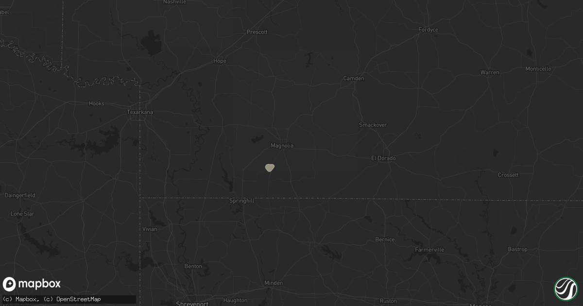 Hail map in Magnolia, AR on August 28, 2025