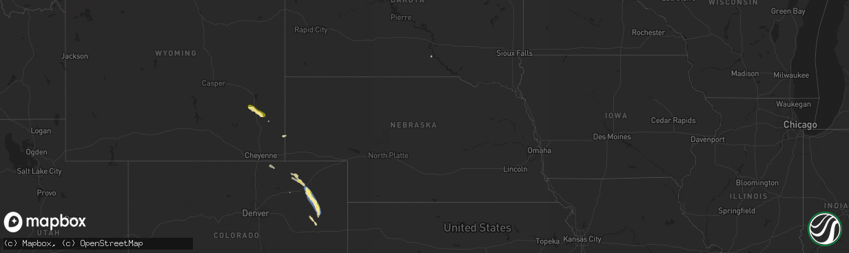 Hail map in Nebraska on August 28, 2025