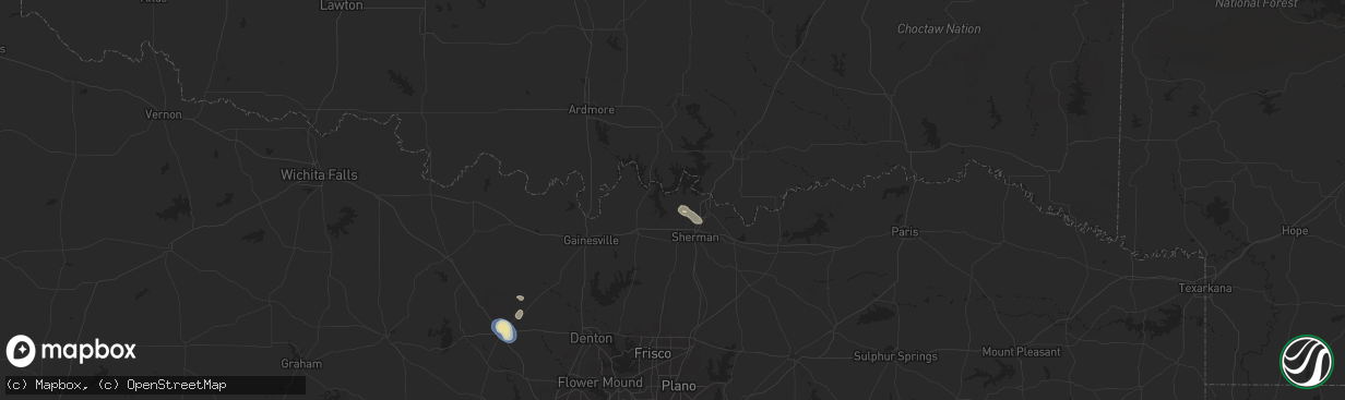 Hail map in Pottsboro, TX on August 28, 2025