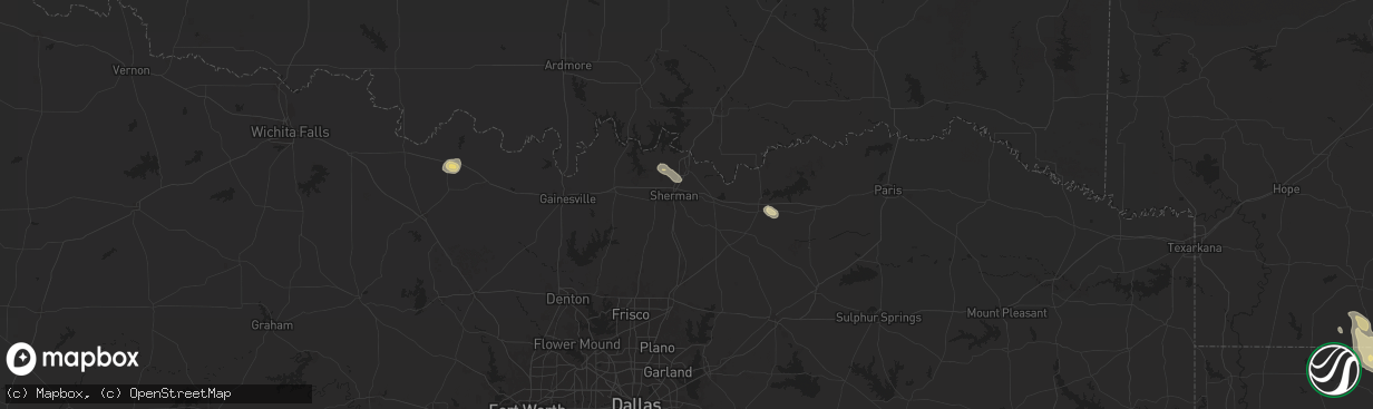 Hail map in Sherman, TX on August 28, 2025