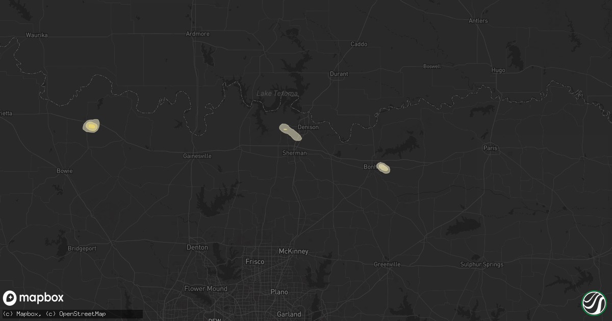 Hail map in Sherman, TX on August 28, 2025