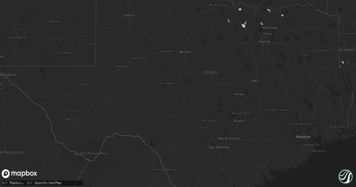 Hail map in Texas on August 28, 2025