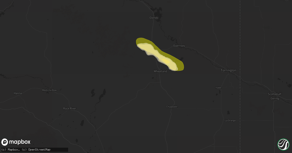 Hail map in Wheatland, WY on August 28, 2025