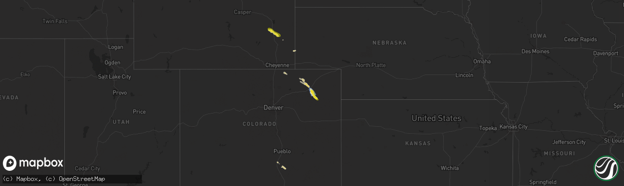 Hail map on August 28, 2025