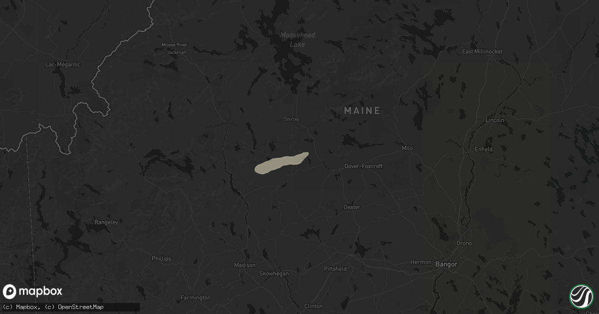 Hail map in Abbot, ME on August 28, 2026