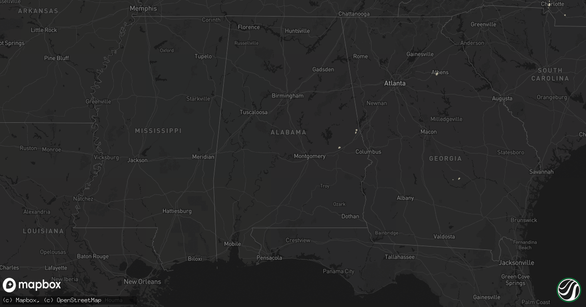 Hail map in Alabama on August 28, 2026