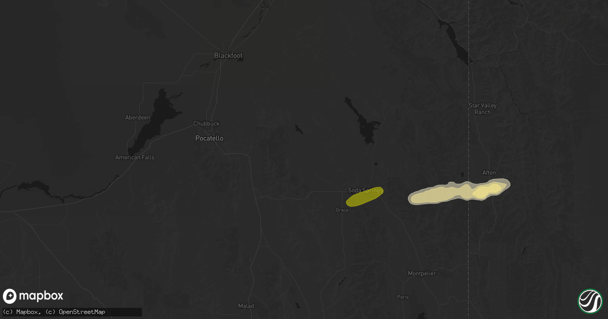 Hail map in Bancroft, ID on August 28, 2026